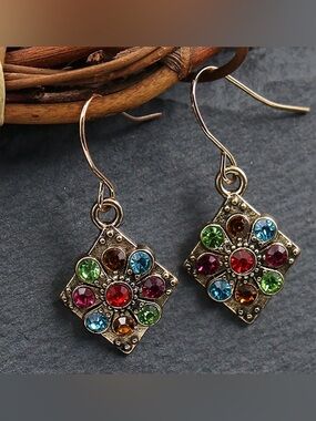 Multicolor Crystal Drop Earrings - Women Jewelry